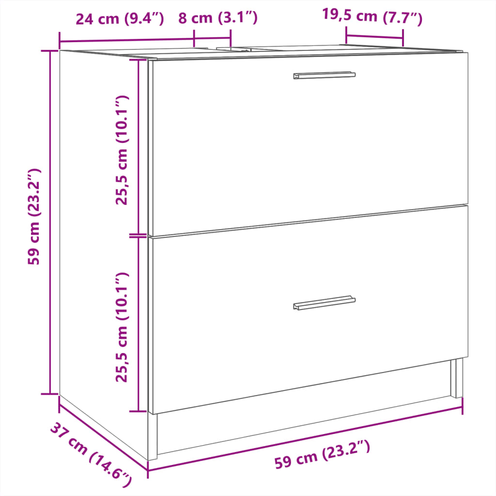 Waschbeckenunterschrank Schwarz 59x37x59 cm Holzwerkstoff