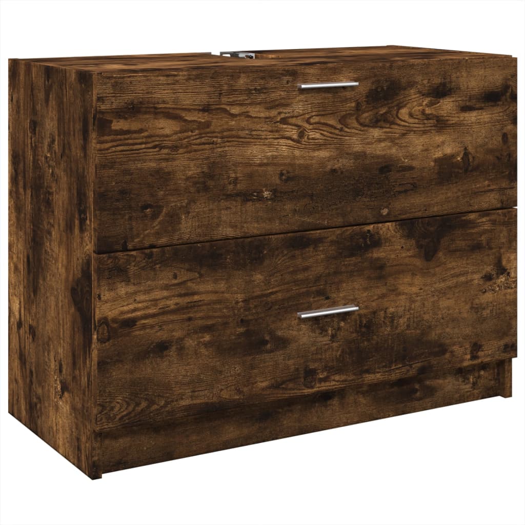 Waschbeckenunterschrank Räuchereiche 78x37x59 cm Holzwerkstoff