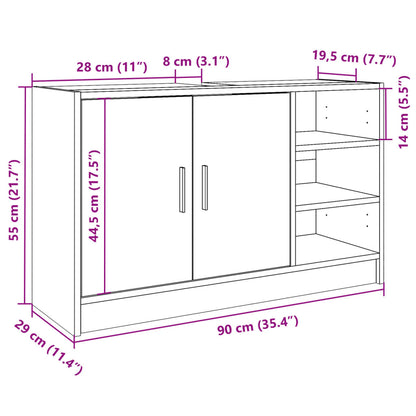 Waschbeckenunterschrank Weiß 90x29x55 cm Holzwerkstoff