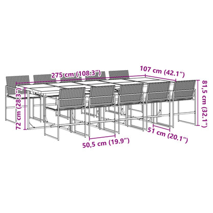 11-tlg. Garten-Essgruppe mit Kissen Schwarz Poly Rattan