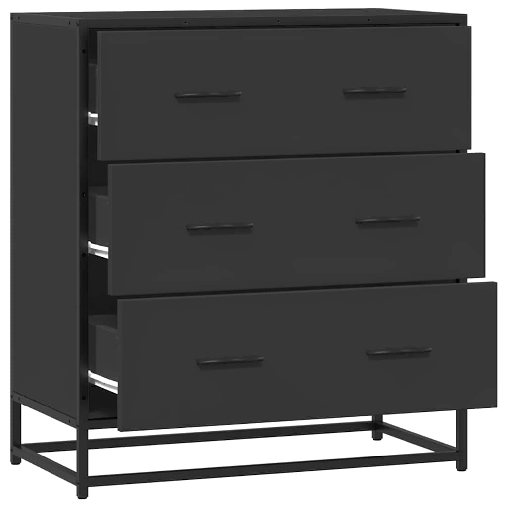 Sideboard Schwarz 68x35x76 cm Holzwerkstoff und Metall