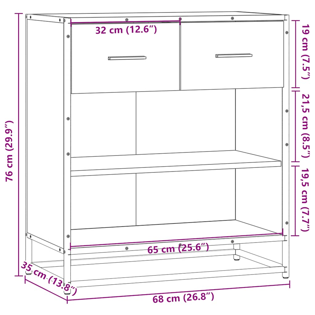 Sideboard Sonoma-Eiche 68x35x76 cm Holzwerkstoff