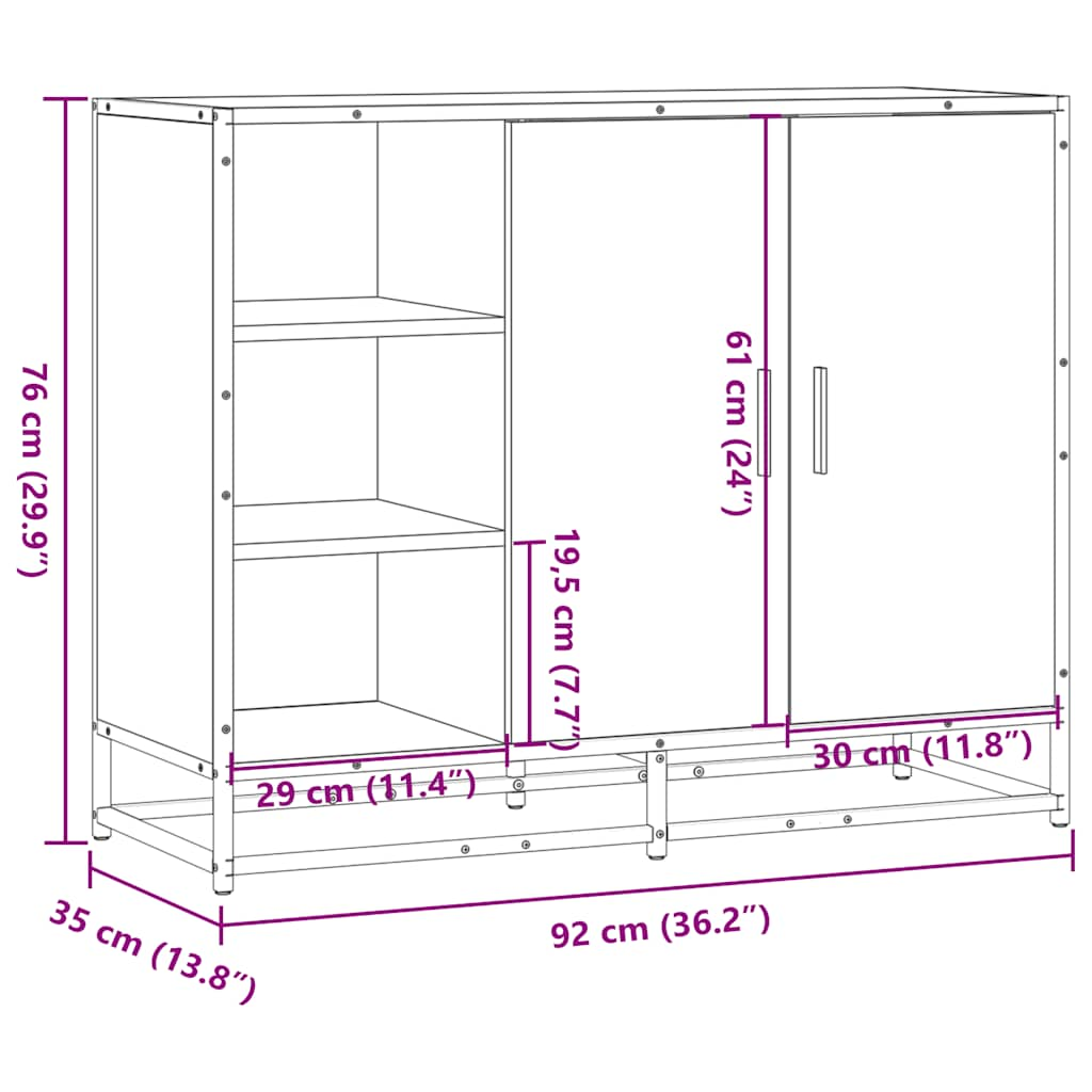 Sideboard Schwarz 92x35x76 cm Holzwerkstoff