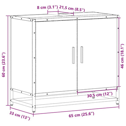 Waschbeckenunterschrank Grau Sonoma 65x33x60 cm Holzwerkstoff