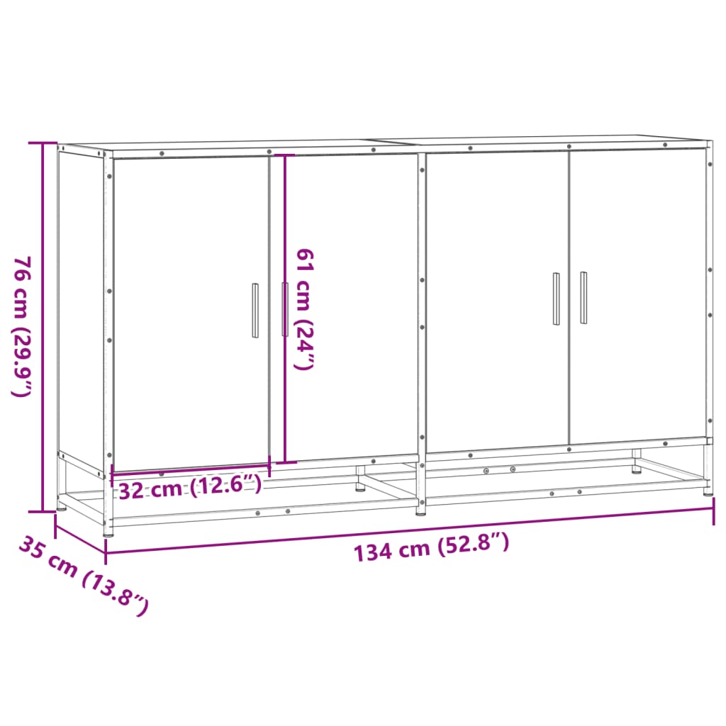 Sideboard Sonoma-Eiche 134x35x76 cm Holzwerkstoff