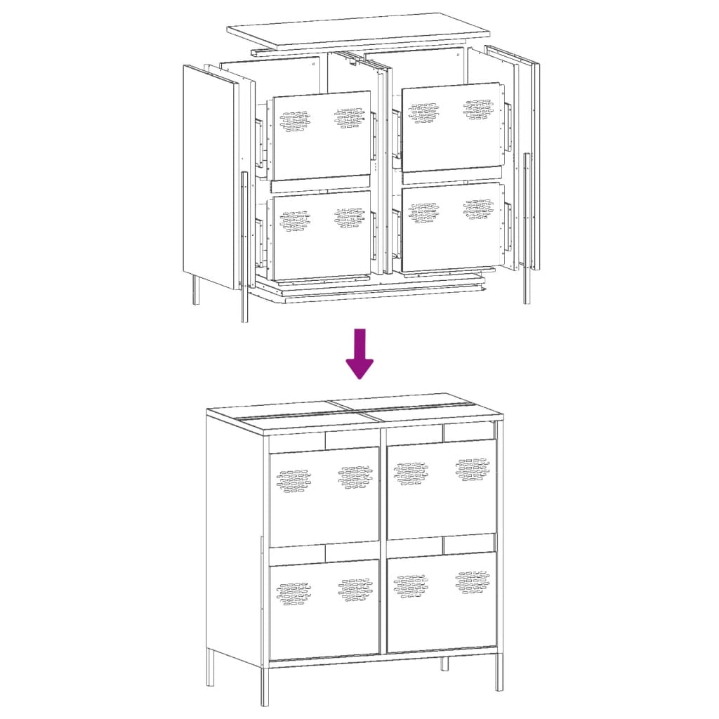 Sideboard Rosa 68x39x73,5 cm Kaltgewalzter Stahl