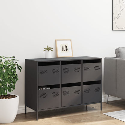 Sideboard Schwarz 101,5x39x73,5 cm Kaltgewalzter Stahl