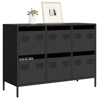 Sideboard Schwarz 101,5x39x73,5 cm Kaltgewalzter Stahl