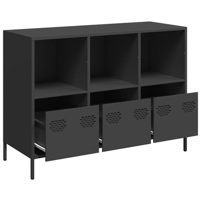 Sideboard Schwarz 101,5x39x73,5 cm Kaltgewalzter Stahl