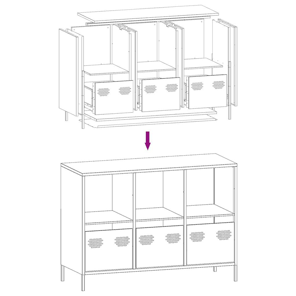 Sideboard Rosa 101,5x39x73,5 cm Kaltgewalzter Stahl