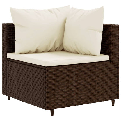 11-tlg. Garten-Lounge-Set mit Kissen Braun Poly Rattan