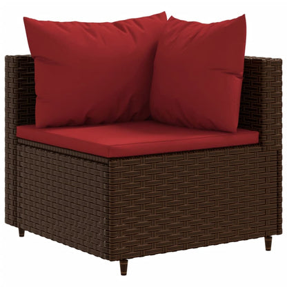 11-tlg. Garten-Lounge-Set mit Kissen Braun Poly Rattan