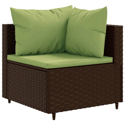 10-tlg. Garten-Sofagarnitur mit Kissen Braun Poly Rattan