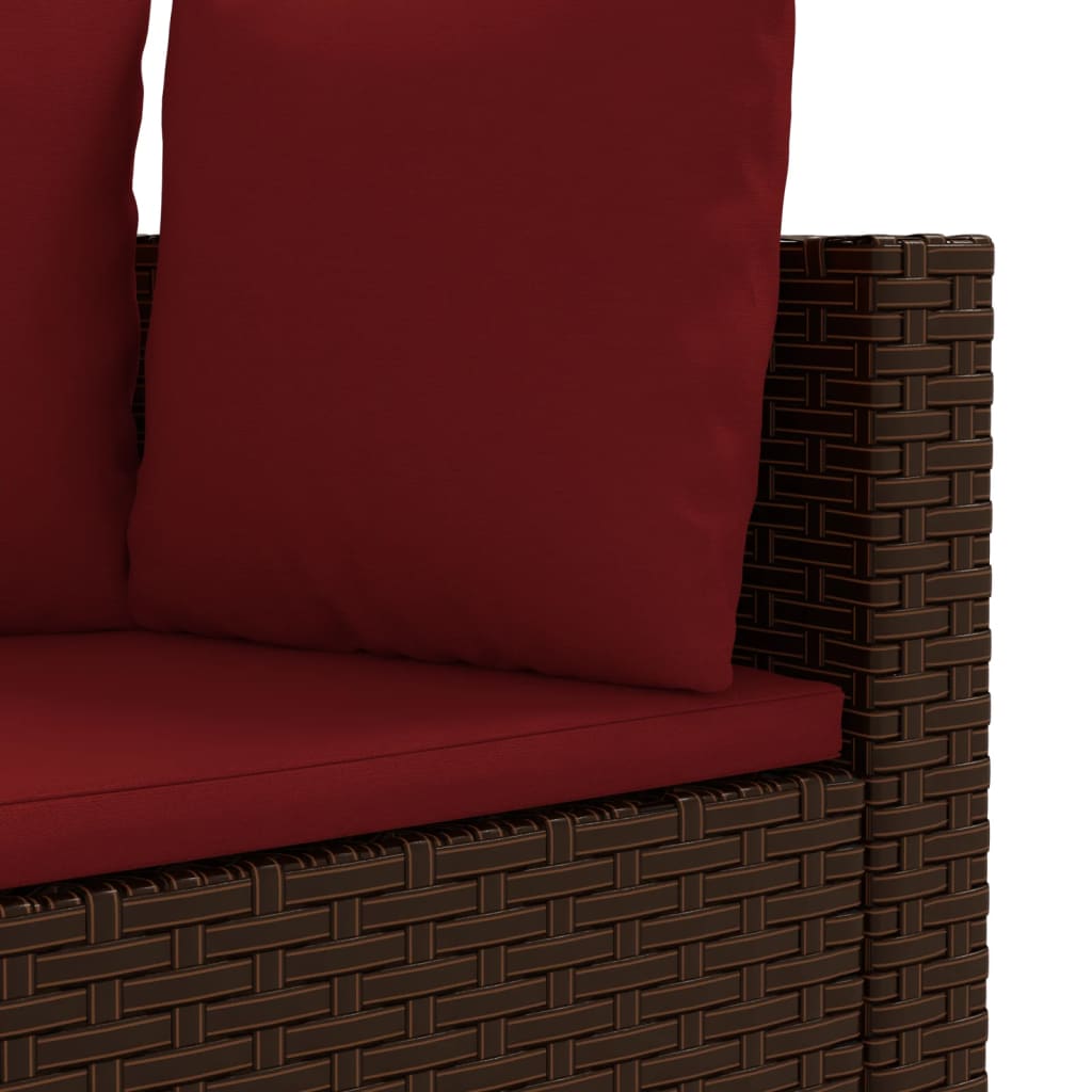 10-tlg. Garten-Sofagarnitur mit Kissen Braun Poly Rattan