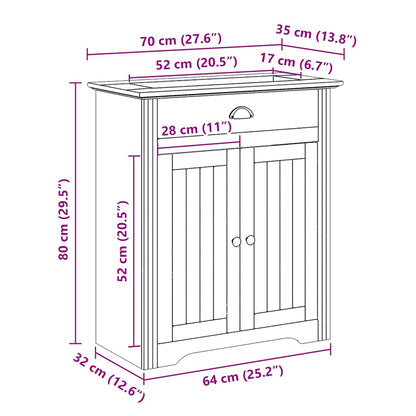 Waschbeckenunterschrank BODO Weiß und Braun 70x35x80 cm