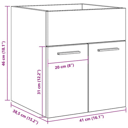 Waschbeckenschrank Betongrau 41x38,5x46 cm Holzwerkstoff