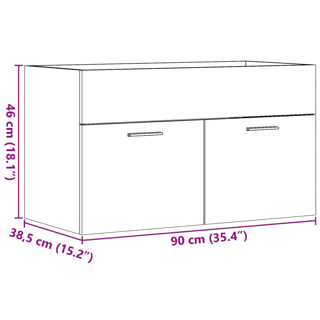 Waschbeckenunterschrank Sonoma-Eiche 90x38,5x46 Holzwerkstoff