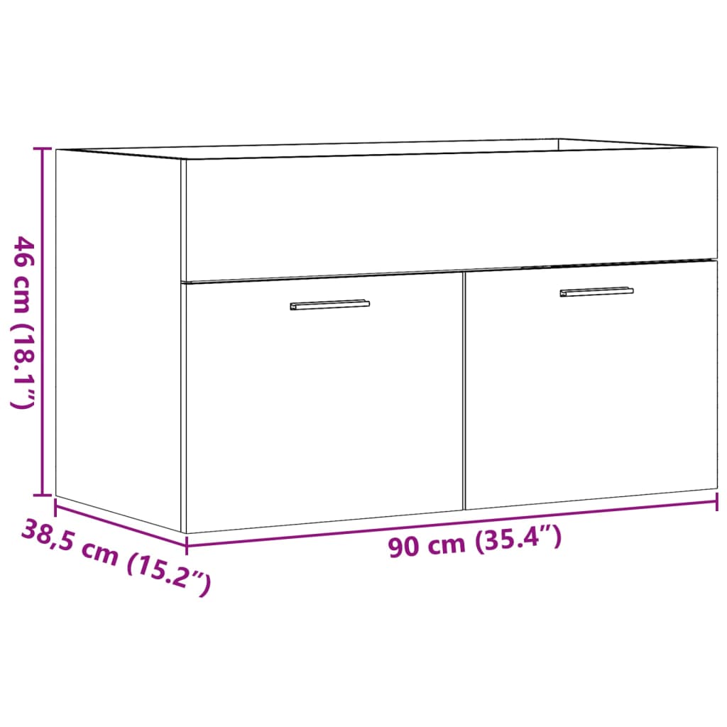 Waschbeckenunterschrank Betongrau 90x38,5x46 Holzwerkstoff