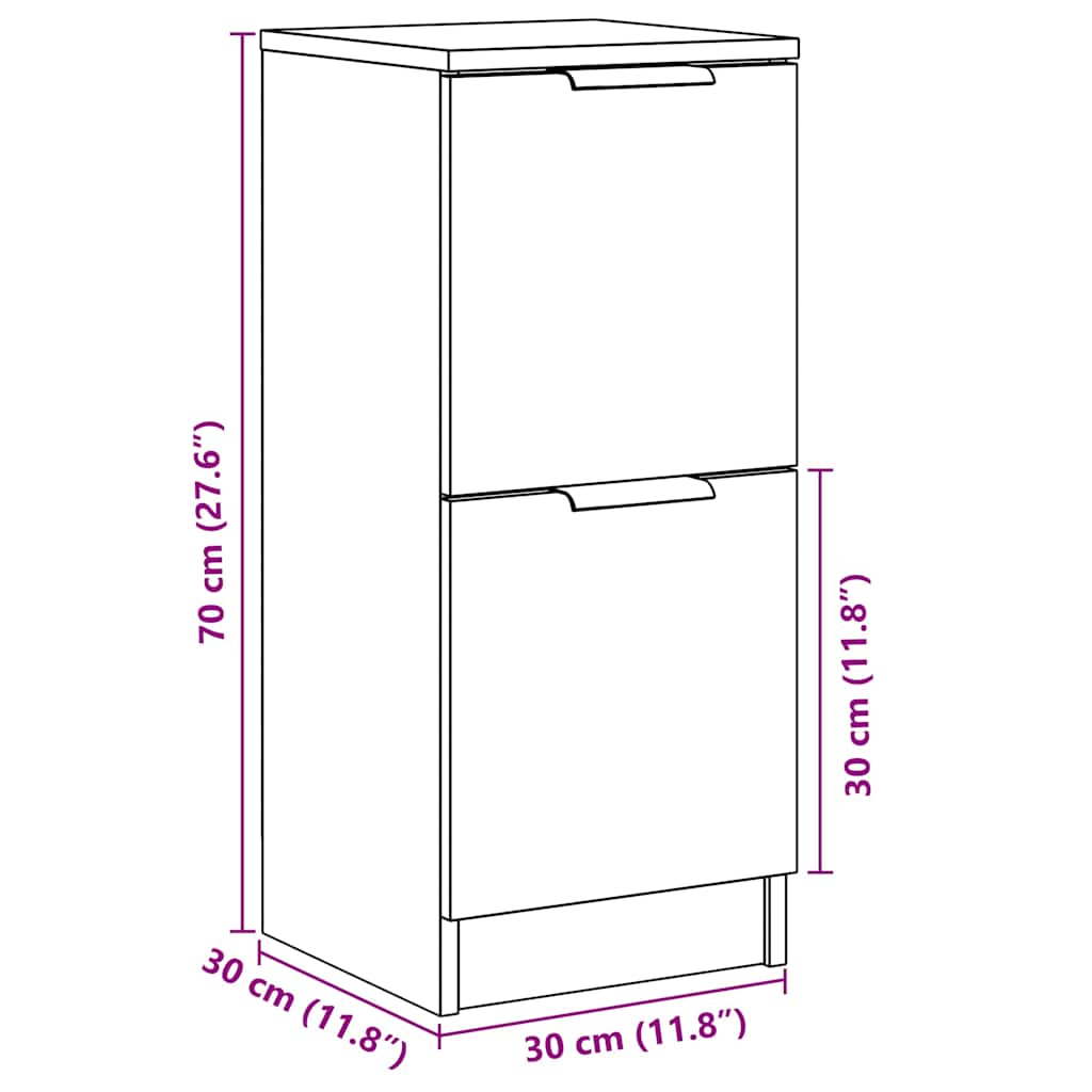 Sideboards 2 Stk. Artisan-Eiche 30x30x70 cm Holzwerkstoff