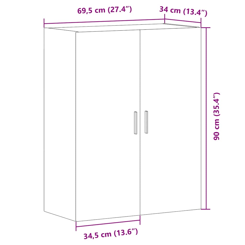 Wandschrank Artisan-Eiche 69,5x34x90 cm