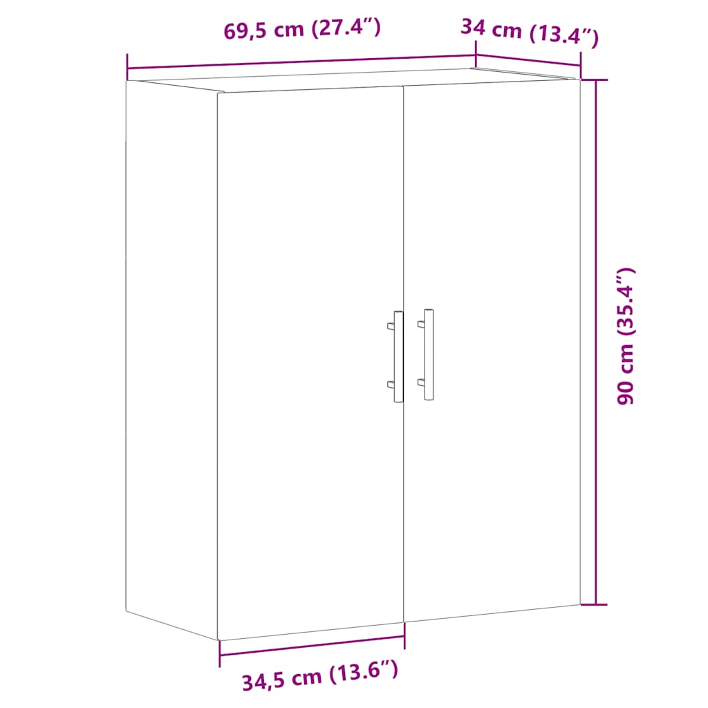 Wandschrank Altholz-Optik 69,5x34x90 cm