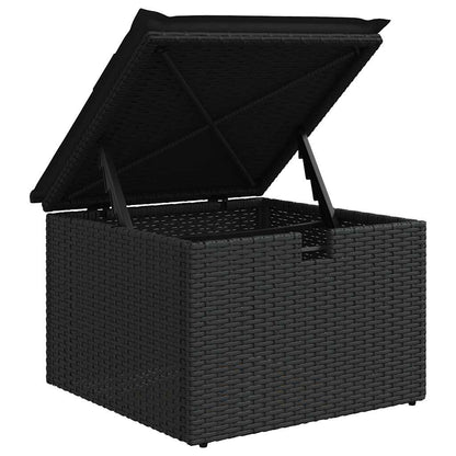 10-tlg. Garten-Sofagarnitur mit Kissen Schwarz Poly Rattan