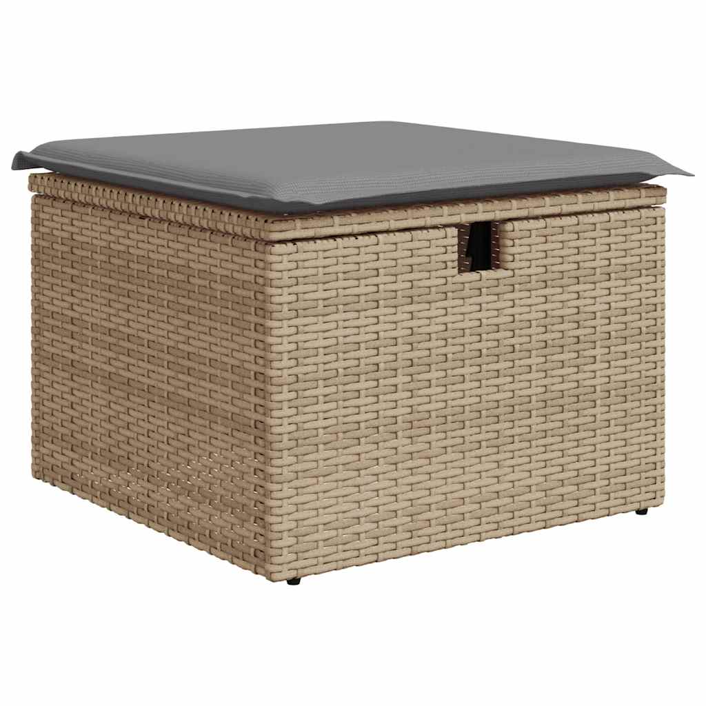 10-tlg. Garten-Sofagarnitur mit Kissen Beige Poly Rattan