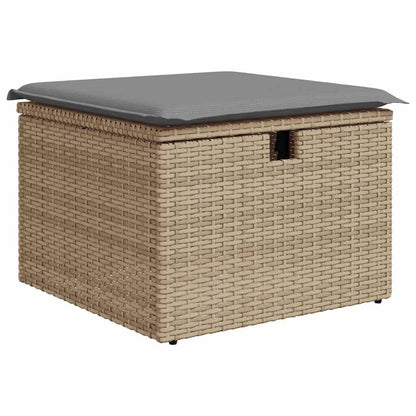 10-tlg. Garten-Sofagarnitur mit Kissen Beige Poly Rattan