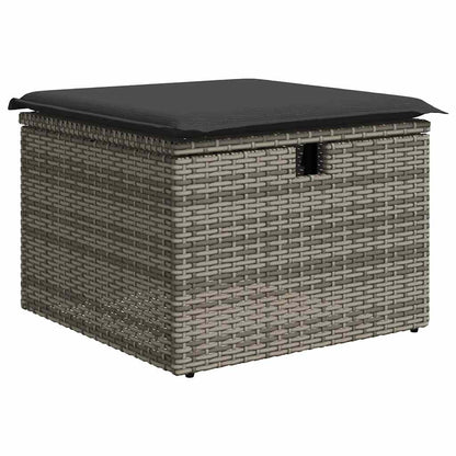 10-tlg. Garten-Sofagarnitur mit Kissen Grau Poly Rattan