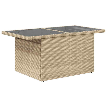 10-tlg. Garten-Sofagarnitur mit Kissen Beige Poly Rattan