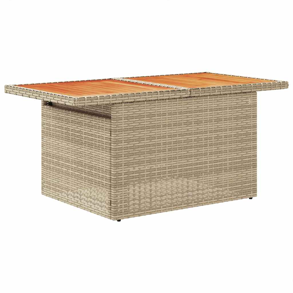 10-tlg. Garten-Sofagarnitur mit Kissen Beige Poly Rattan Akazie