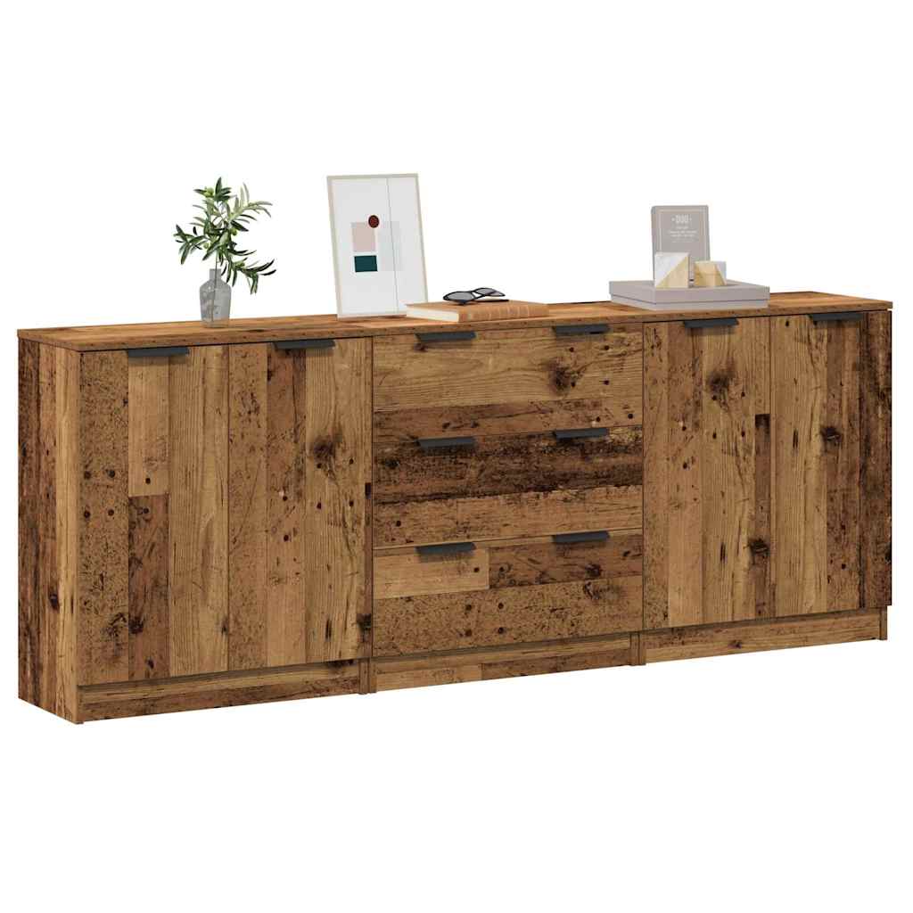 Sideboards 3 Stk. Altholz-Optik 60x30x70 cm Holzwerkstoff