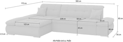 ECKSOFA "MORIC" VON DOMO COLLECTION mit BETTFUNKTION